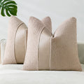 Laolitou 2 Pack Boucle Pillow Covers 18x18 Inch Faux Leather Oatmeal by Deal US