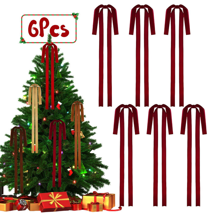Rokkibom 6 PCS Large Burgundy Velvet Ribbon Bows 23.5x15.5 Inch Christmas by Deal US