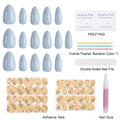 KBS Designer Handmade Press On Nails Blue Short French Tip Almond 16 Sizes Kit by Deal US