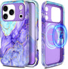 Military-Grade Drop Test Slim Shockproof Case for iPhone 17 Pro 6.3" Marble Cobalt Violet