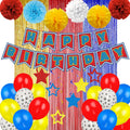 TRBSXRT Cartoon Birthday Decorations Gold Red Blue Foil Fringe Curtains Balloons by Deal US