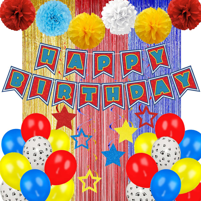 TRBSXRT Cartoon Birthday Decorations Gold Red Blue Foil Fringe Curtains Balloons by Deal US