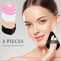 8 Pieces Triangle Powder Puff with 4 Travel Cases, Triangle Makeup Puff, Reusable Velour Makeup Sponge Blending Puff for Loose Powder and Foundation, Beauty Makeup Tools (4 colors)