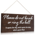 YEWANG Do Not Ring Doorbell Sign Wooden 12x6 Inch Brown with Ropes by Deal US