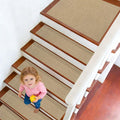 DEXDE 4-Pack Non-Slip Chenille Linen Stair Treads 9x30 Beige by Deal US