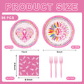 Detanpoly 96pcs Breast Cancer Awareness Pink Ribbon Plates Napkins Forks Set by Deal US
