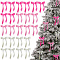 WISEgham Satin Ribbon Bows Christmas Tree Wreath Decor Pink Beige 24 Pc 8.1x9in by Deal US
