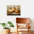 Pugwak Vintage Fall Pumpkin Bird Wall Art Canvas Print 11x14 Inch Landscape by Deal US