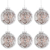 Soulchen 6 Pcs Vintage Metallic Glass Christmas Tree Ornaments 3.15in Brown