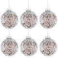 Soulchen 6 Pcs Vintage Metallic Glass Christmas Tree Ornaments 3.15in Brown by Deal US