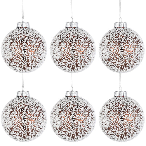 Soulchen 6 Pcs Vintage Metallic Glass Christmas Tree Ornaments 3.15in Brown by Deal US