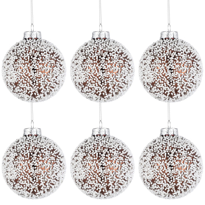 Soulchen 6 Pcs Vintage Metallic Glass Christmas Tree Ornaments 3.15in Brown by Deal US