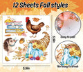 Whaline Fall Rub on Transfers 12 Sheets Autumn Pumpkin Farm Animal 5.9x5.9 Inch by Deal US