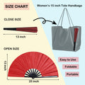 GeGeYa Large Folding Hand Fan Red Glitter for Dance Party Outdoor Decor by Deal US