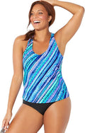 Swimsuits For All Plus Size Chlorine Resistant Racerback Tankini,18 by Vanessa Jane