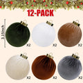 SUPREME XMAS 12 Pcs Velvet Christmas Ornaments Set 80mm Multi Color by Deal US