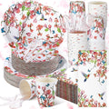Sinmoe 400 Pcs Spring Plates Napkins Disposable Dinnerware Set Multicolor Bird by Deal US