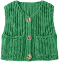 UEU Women's V Neck Crochet Sweater Vest Sleeveless Cardigan Green Size M by Deal US