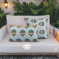 TIDEVERA Throw Pillow Cover Water Repellent Baby Blue Orange Floral 18x18 by Deal US
