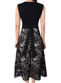 VFSHOW Womens Black Lace Tie Waist Front Zipper Slim A-Line Dress Size L by Deal US