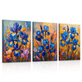 HTTART Blue Iris Flower Oil Painting Wall Art Van Gogh Style 12x16 Set of 3 by Deal US