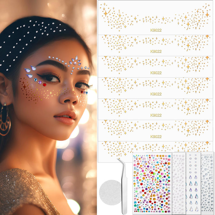 Mity Rain Face Glitter Gems Stickers 10 Sheets Star Freckles Single Pattern by Deal US
