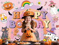 CUMIA Groovy Happy BooDay Banner Backdrop 6x4FT Boho Rainbow Ghost Halloween by Deal US