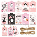 MOZUI Halloween Thank You Tags 60pcs Pink Black Ghost Pumpkin Kraft Paper by Deal US