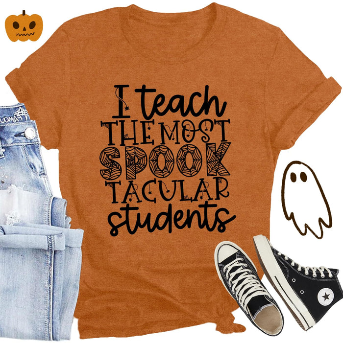 CQF Halloween Teacher Shirt Women Funny Fall Teacher Tee Size XL by Deal US