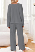GUOLEZEEV Two Piece Lounge Set Soft Pajama Long Sleeve Pant Gray Size L by Deal US