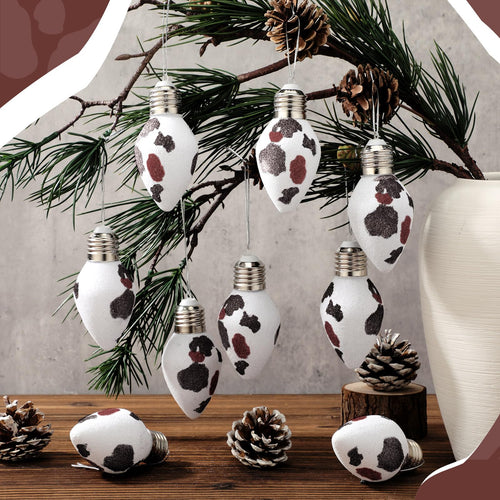 Simgoing 24 Pcs Cow Print Christmas Ornaments 3.15'' Rustic Western Decor by Deal US