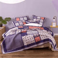 DaDa Bedding Peachy Pink Floral Blossoms Plum Purple Patchwork Quilted Bedspread Set - Designed in USA (JHW877) by DaDalogy Bedding Collection