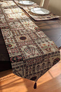 DaDalogy Bedding Cottage Mughal Floral Woven Tapestry Table Runner, Light Fleur White Botanical Vintage (18196) by DaDalogy Bedding Collection