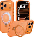 Magnetic Ring Stand Case for iPhone 17 Pro Orange Military-Grade Anti-Scratch Translucent Matte Cover by Merch Section