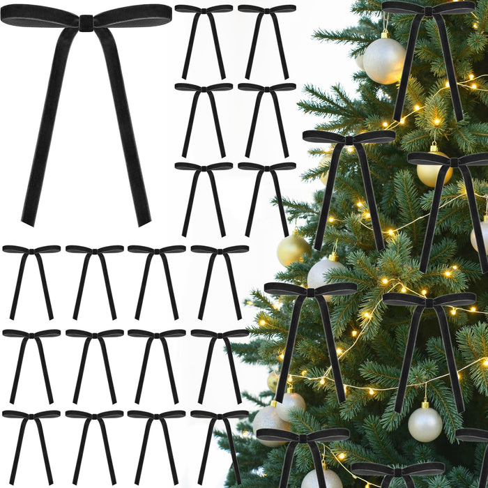 Eunhdet Velvet Christmas Tree Bows Burgundy 5x7in 24 Pcs by Deal US