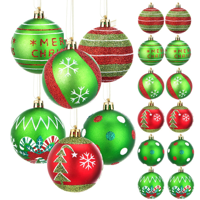 SmartDawn 12 Pcs 3.15in Christmas Ball Ornaments Red Green Plastic by Deal US