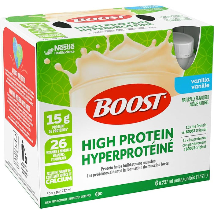 BOOST 15 g High Protein Meal Replacement Drink, Vanilla, 237 ml, 6 Counts by Pasteur Pharmacy