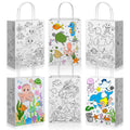 Yaomiao 24 Pcs Color Your Own Kraft Paper Tote Bags Sea Blue by Deal US