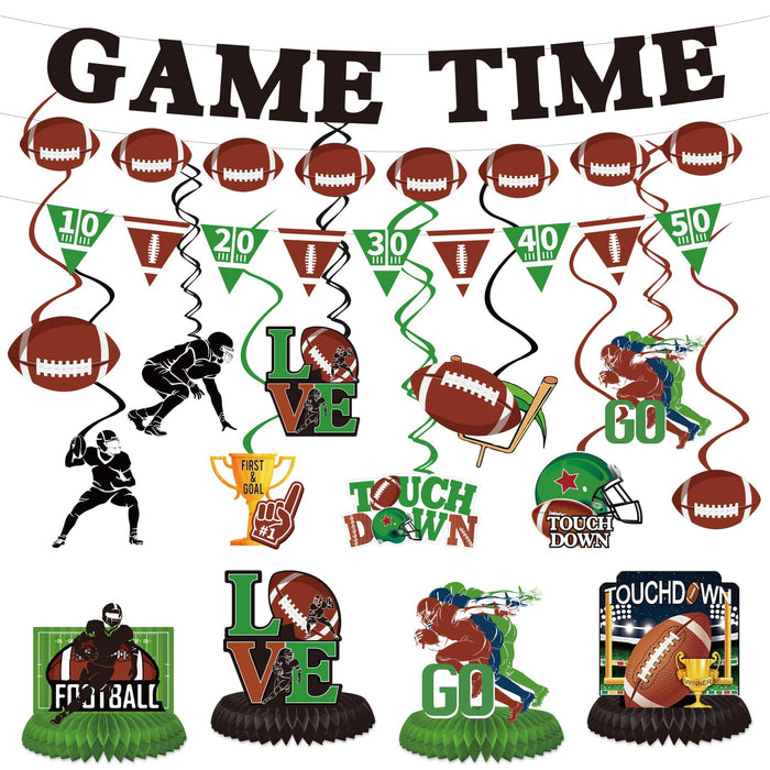 Koeilay Game Time Football Banner & Decorations Green Brown Party Supplies by Deal US