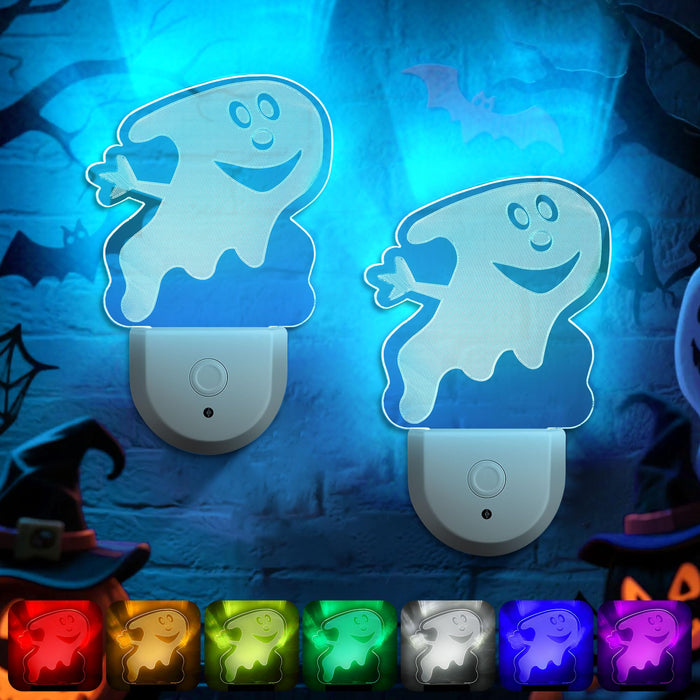 Meonum 2-Pack Christmas Night Light 6-Color LED Dusk-to-Dawn Wall Plug Spooky A by Deal US