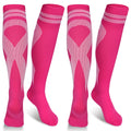 Subesty 2 Pairs Breast Cancer Awareness Compression Socks Pink Ribbon Size S/M by Deal US