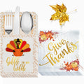 Qeqczow Thanksgiving Gold Foil Napkins & Cutlery Holders Set 68 Pcs by Deal US