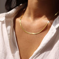 Gold Choker Necklace for Women, 14K Gold Plated Snake Chain Necklace, Dainty Her