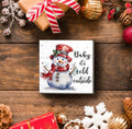 XDFVL Wooden Box Sign Baby It's Cold Outside Snowman Christmas 5x5 Inch by Deal US