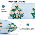 TIDEVERA Throw Pillow Cover Water Repellent Baby Blue Orange Floral 18x18 by Deal US