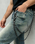 SISICHIC Pants Jean Chain: Pocket Wallet Purse Chain Belt for Biker, Heavy Streetwear Grunge Punk Goth Rockstar Pirate Accessories - Carabiner Black Leather