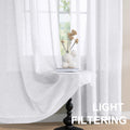 Turquoize Linen Sheer Rod Pocket Curtains 52x63in Set of 2 Pure White by Deal US