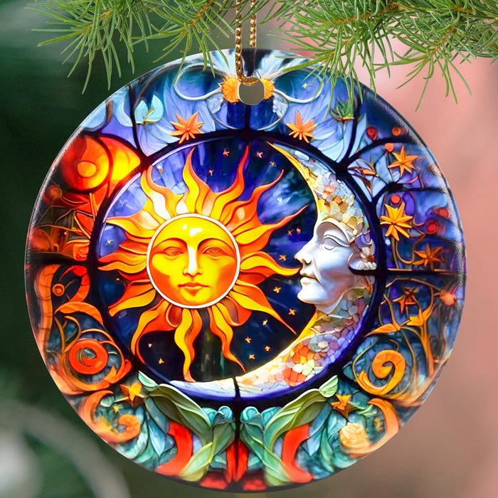 Touber Sun God Christmas Ornament Ceramic Holiday Decor Sun and Moon by Deal US