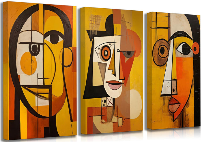 LAJDXSX 3 Pcs Abstract Portrait Canvas Wall Art Orange 12x16in Set by Deal US