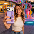 Clear TPU Case with Finger Strap Kickstand for iPhone 17 Pro 6.3" Purple by Merch Section